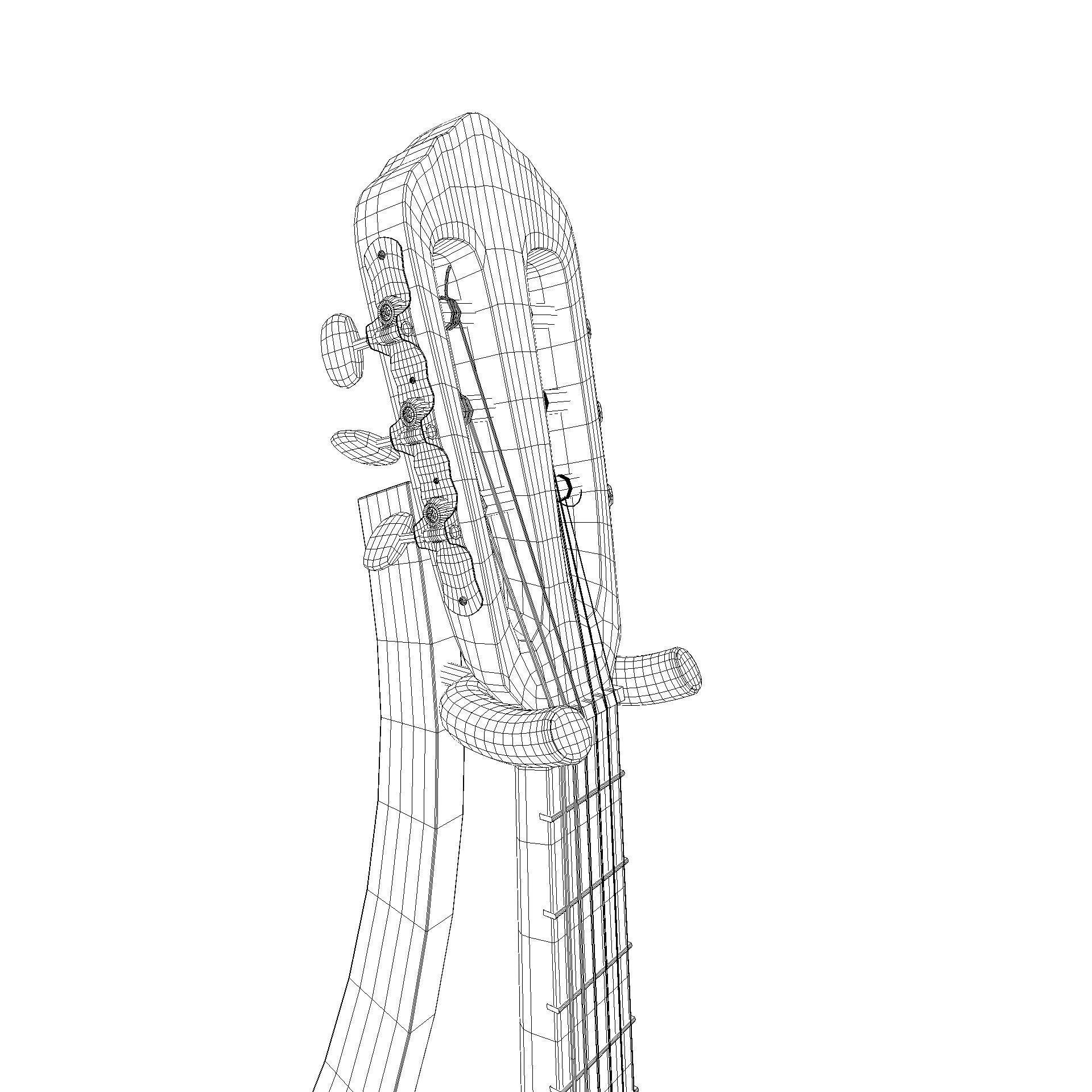 Classical acoustic guitar on a wooden rack Low-poly 3D model_18