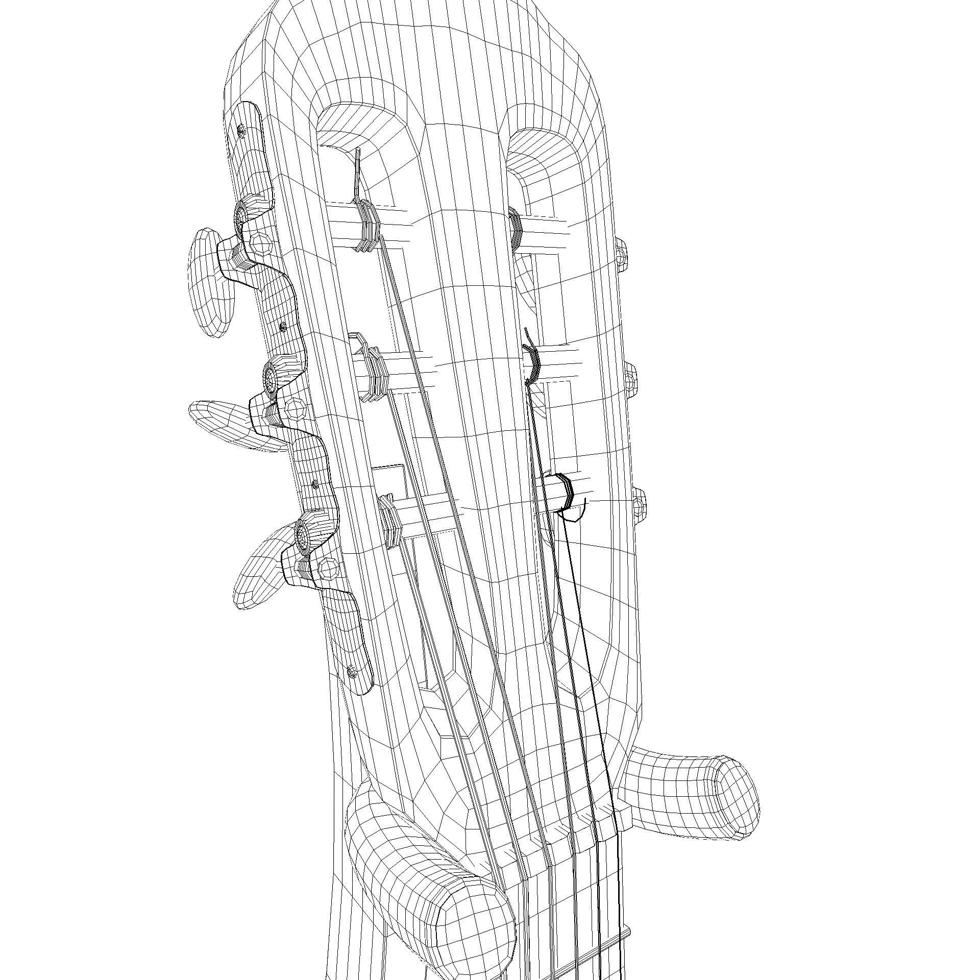 Classical acoustic guitar on a wooden rack Low-poly 3D model_21