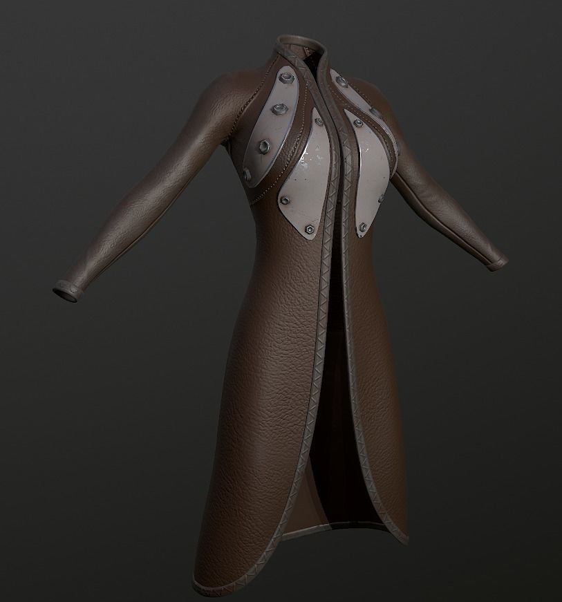 Raincoat steampunk low poly 5 texture options Low-poly 3D model_8