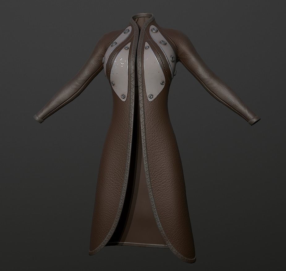 Raincoat steampunk low poly 5 texture options Low-poly 3D model_10
