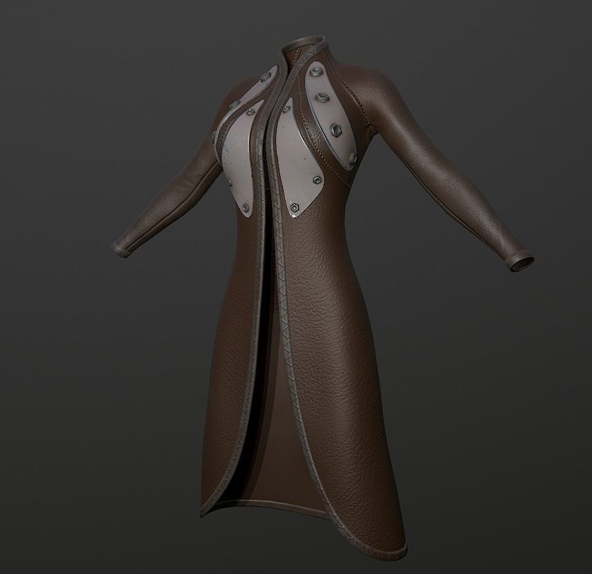Raincoat steampunk low poly 5 texture options Low-poly 3D model_12