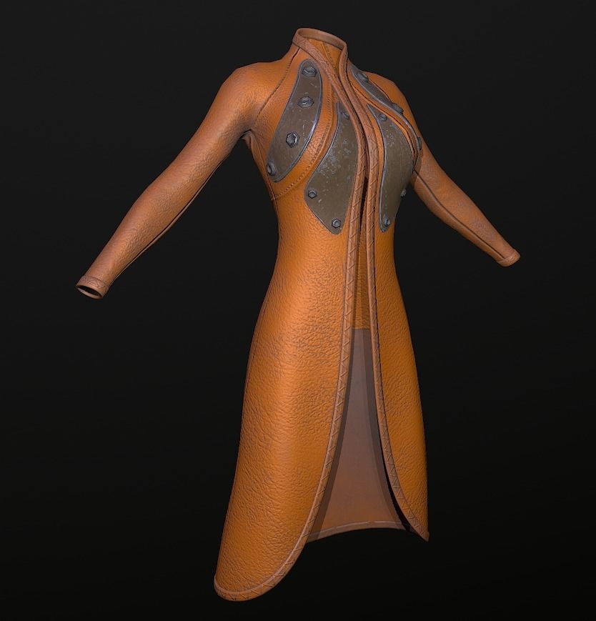 Raincoat steampunk low poly 5 texture options Low-poly 3D model_29