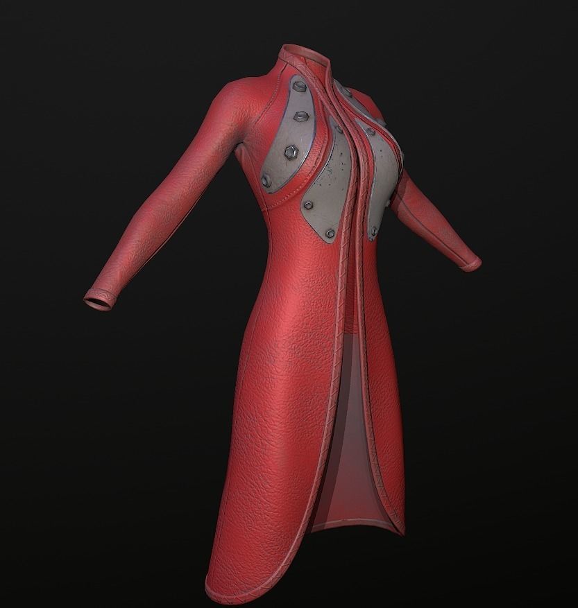 Raincoat steampunk low poly 5 texture options Low-poly 3D model_35