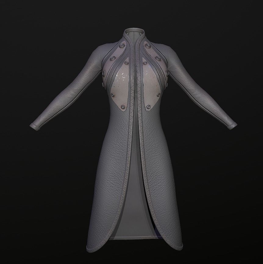 Raincoat steampunk low poly 5 texture options Low-poly 3D model_20