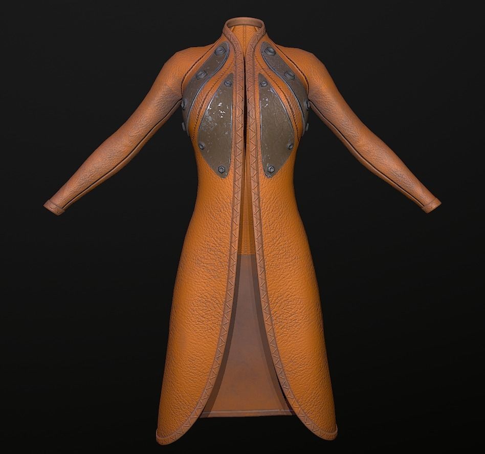 Raincoat steampunk low poly 5 texture options Low-poly 3D model_28