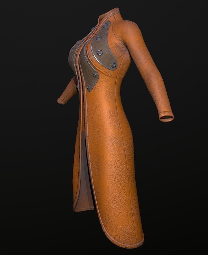 Raincoat steampunk low poly 5 texture options Low-poly 3D model_32