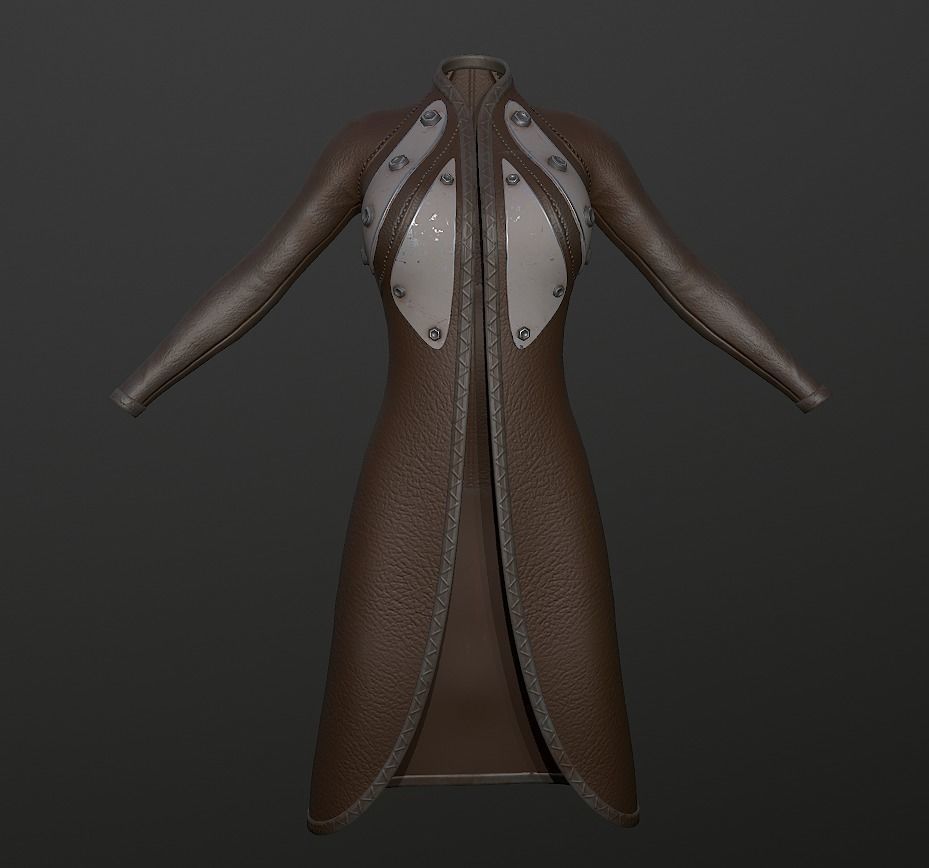 Raincoat steampunk low poly 5 texture options Low-poly 3D model_7