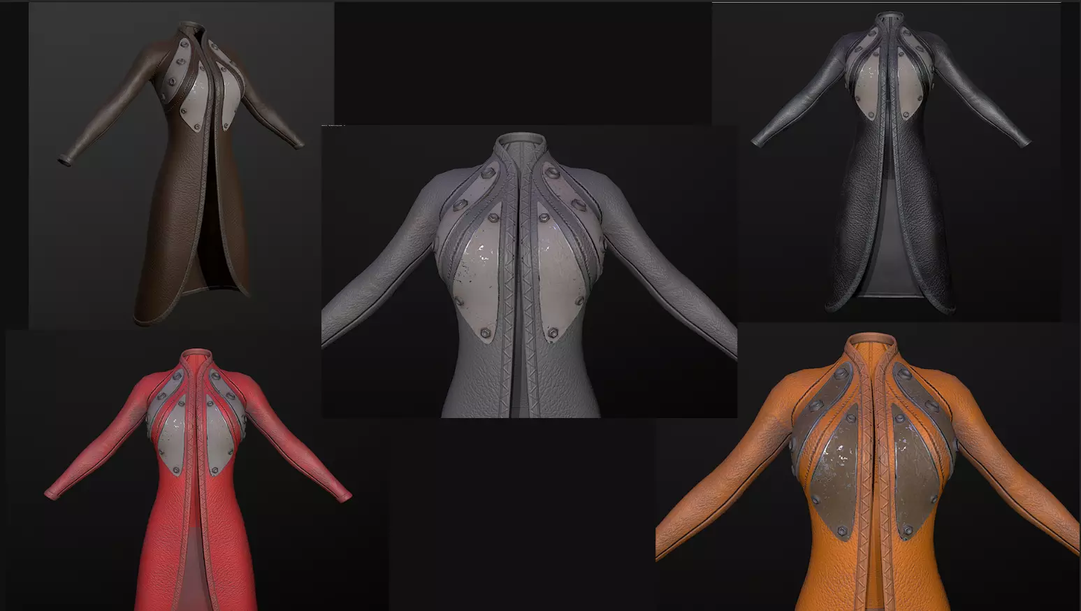 Raincoat steampunk low poly 5 texture options Low-poly 3D model_0