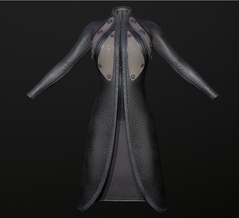 Raincoat steampunk low poly 5 texture options Low-poly 3D model_14