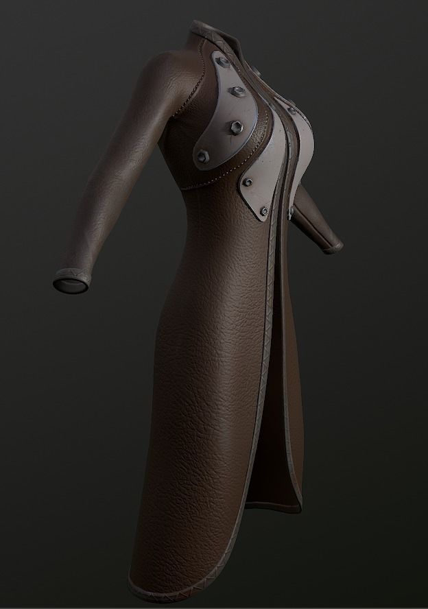 Raincoat steampunk low poly 5 texture options Low-poly 3D model_9