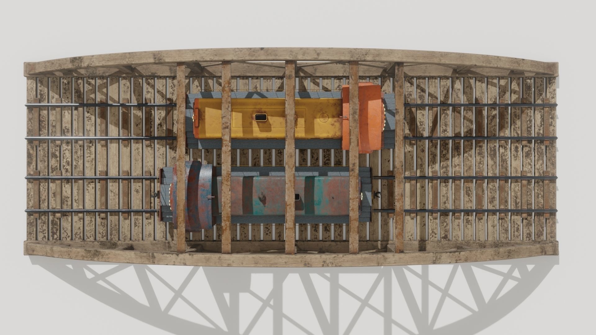 Old wooden bridge and locomotive 3D models Low-poly 3D model_9