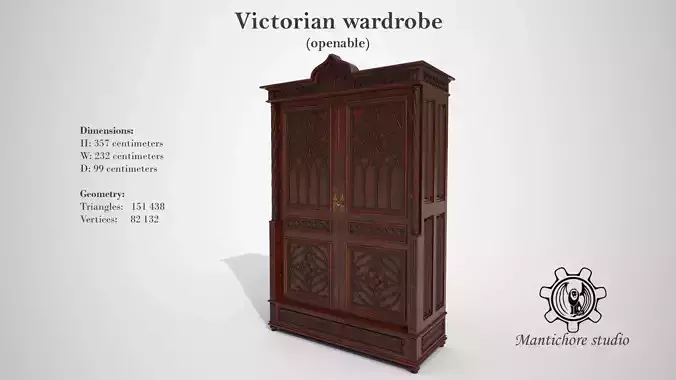 Openable victorian wardrobe   3D model