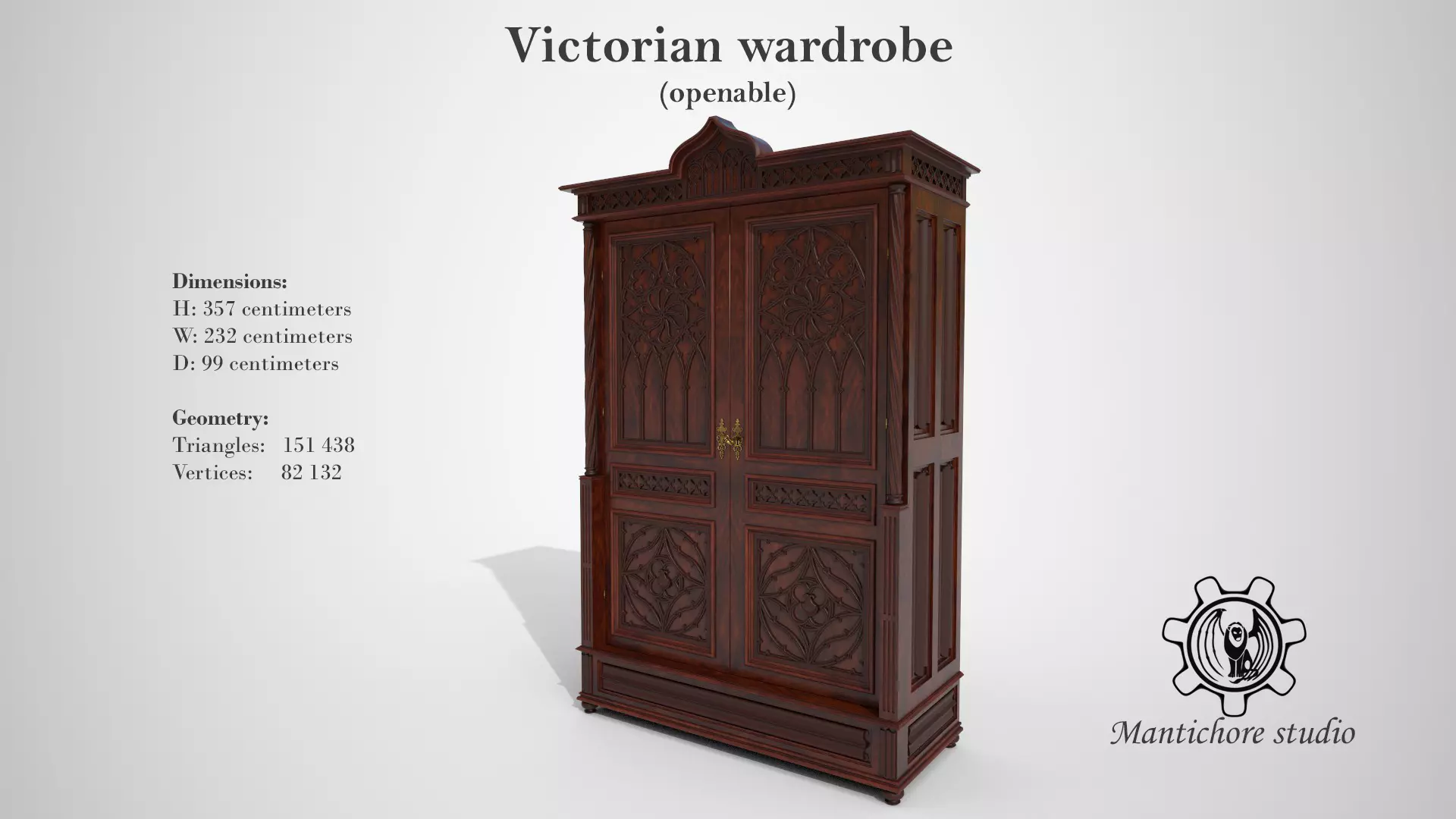 Openable victorian wardrobe 3D model