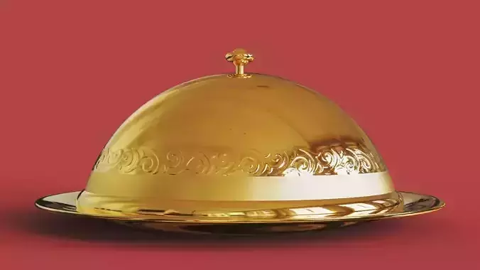 Brass and Stainless-Steel Oval Serving Tray with a Cover