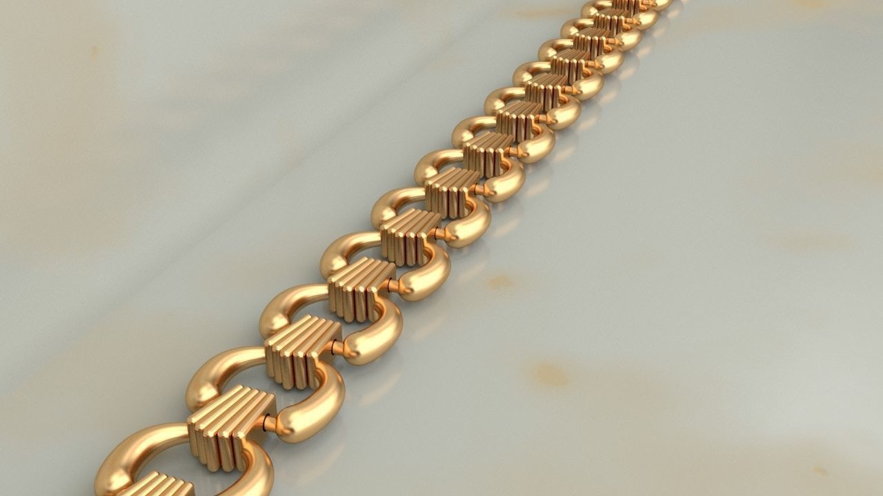 Horseshoe Chain Link  or Bracelet model 3D print model_6