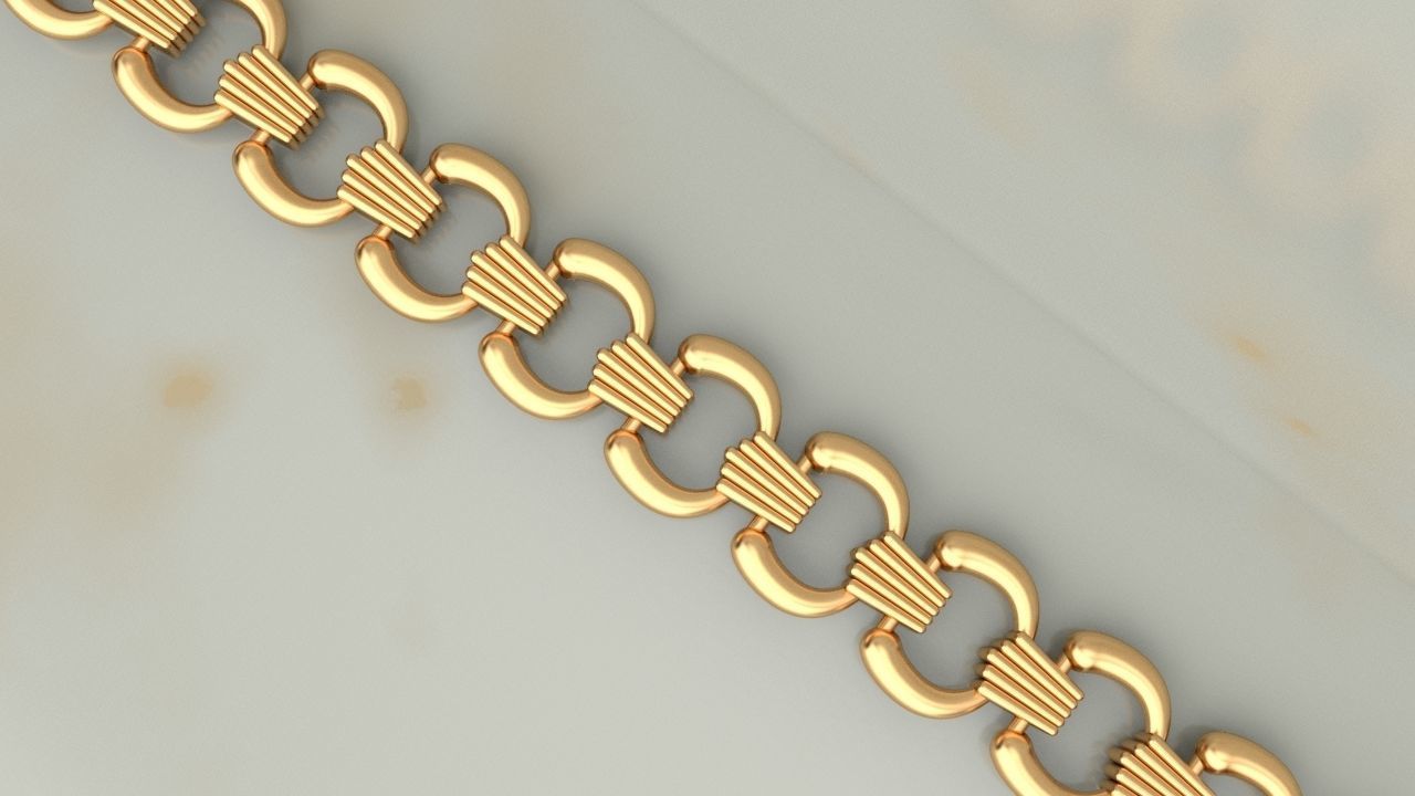 Horseshoe Chain Link  or Bracelet model 3D print model_7