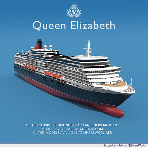 MS Queen  Elizabeth Cunard cruise ship printable model 3D print model