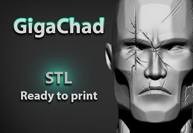 Giga Chad Stone Statue 3D print STL 3D print model