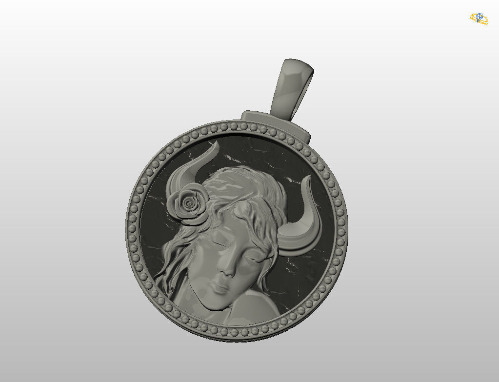 Horoscope Zodiac sign Taurus pendant 3D print model_9