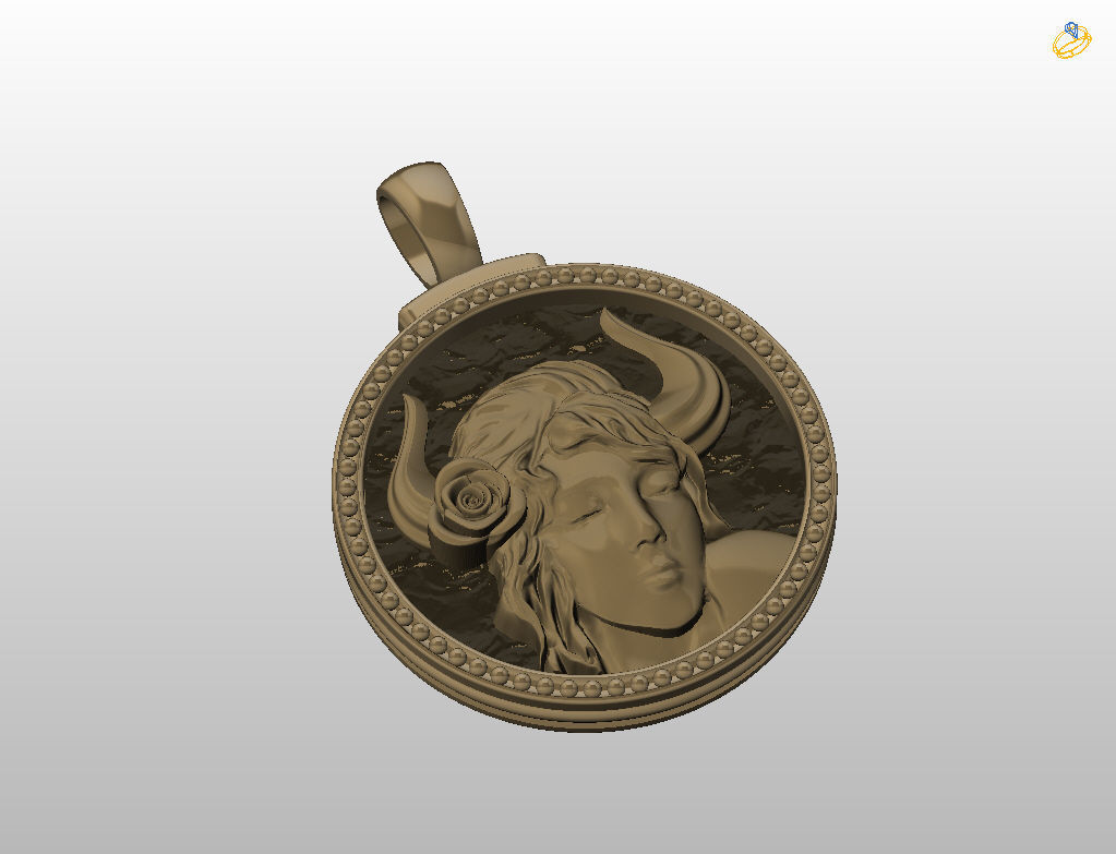 Horoscope Zodiac sign Taurus pendant 3D print model_45