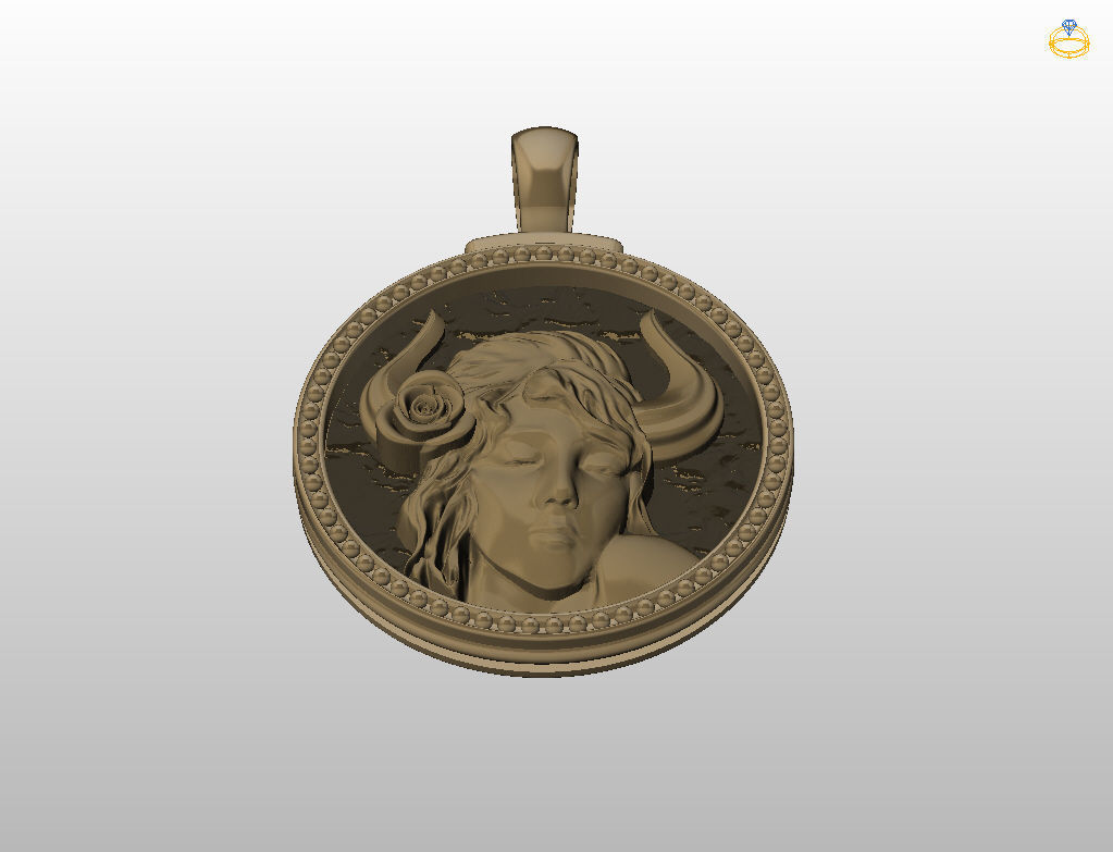 Horoscope Zodiac sign Taurus pendant 3D print model_41