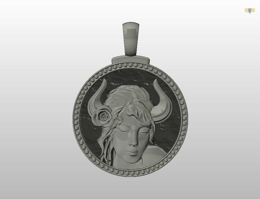 Horoscope Zodiac sign Taurus pendant 3D print model_8
