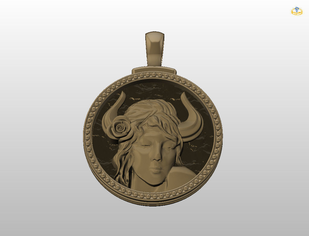 Horoscope Zodiac sign Taurus pendant 3D print model_44