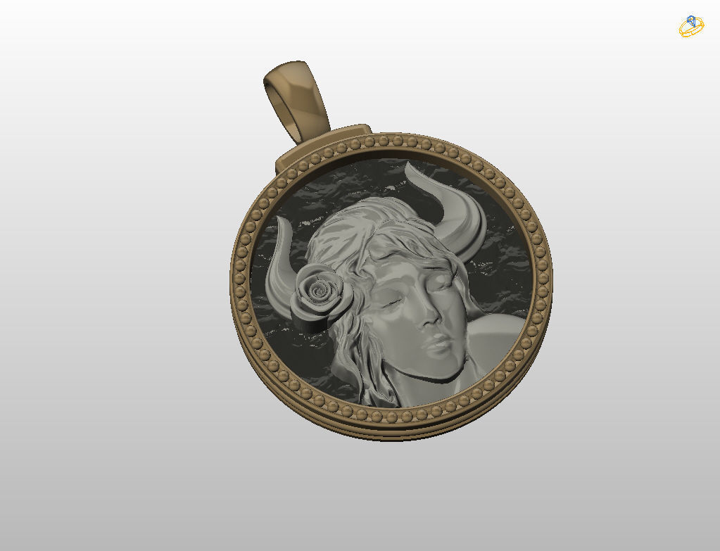 Horoscope Zodiac sign Taurus pendant 3D print model_23