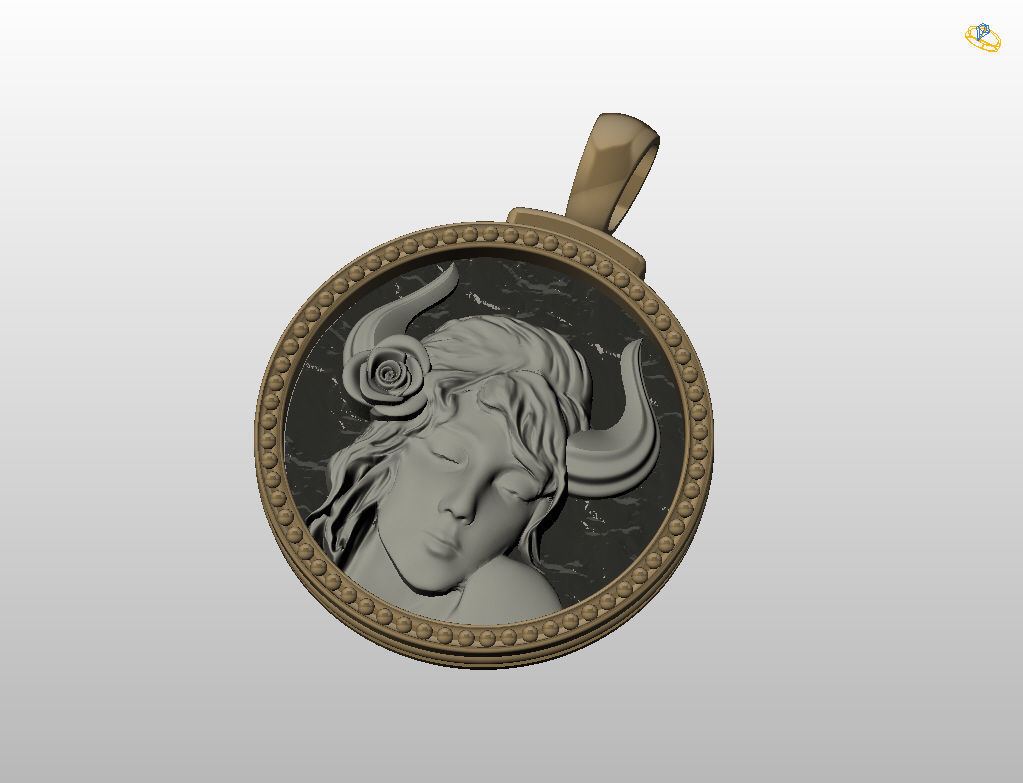 Horoscope Zodiac sign Taurus pendant 3D print model_27