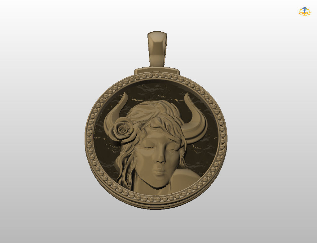 Horoscope Zodiac sign Taurus pendant 3D print model_36