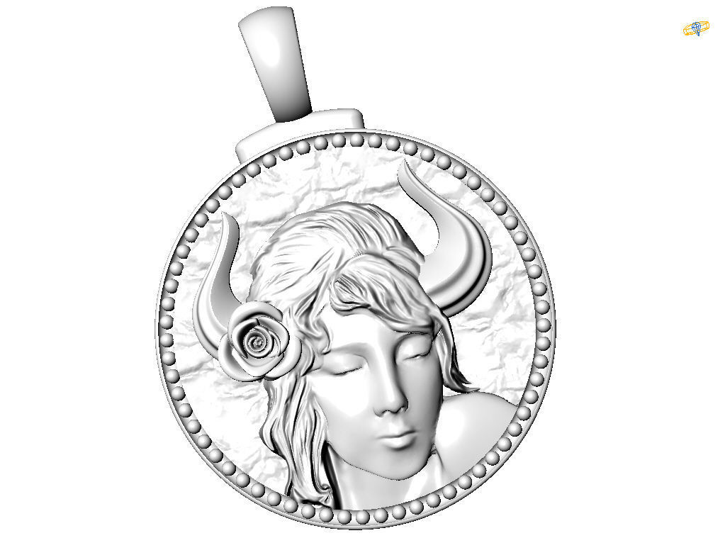 Horoscope Zodiac sign Taurus pendant 3D print model_3