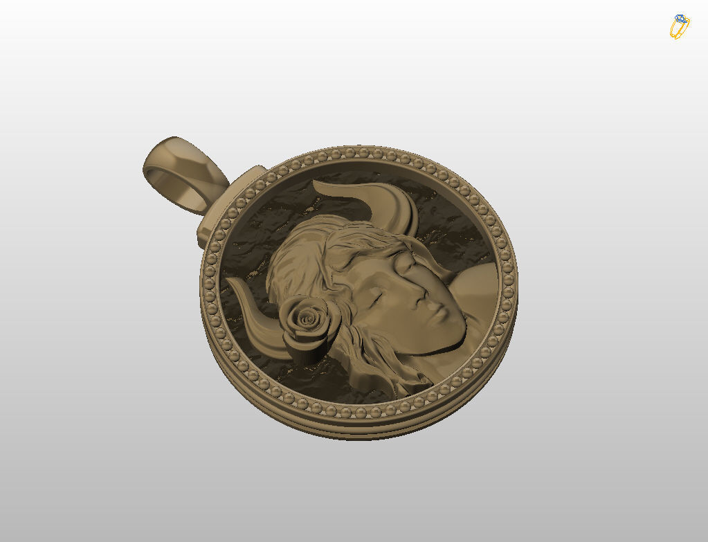 Horoscope Zodiac sign Taurus pendant 3D print model_38