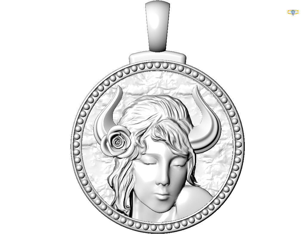 Horoscope Zodiac sign Taurus pendant 3D print model_24