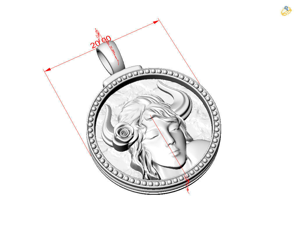 Horoscope Zodiac sign Taurus pendant 3D print model_46