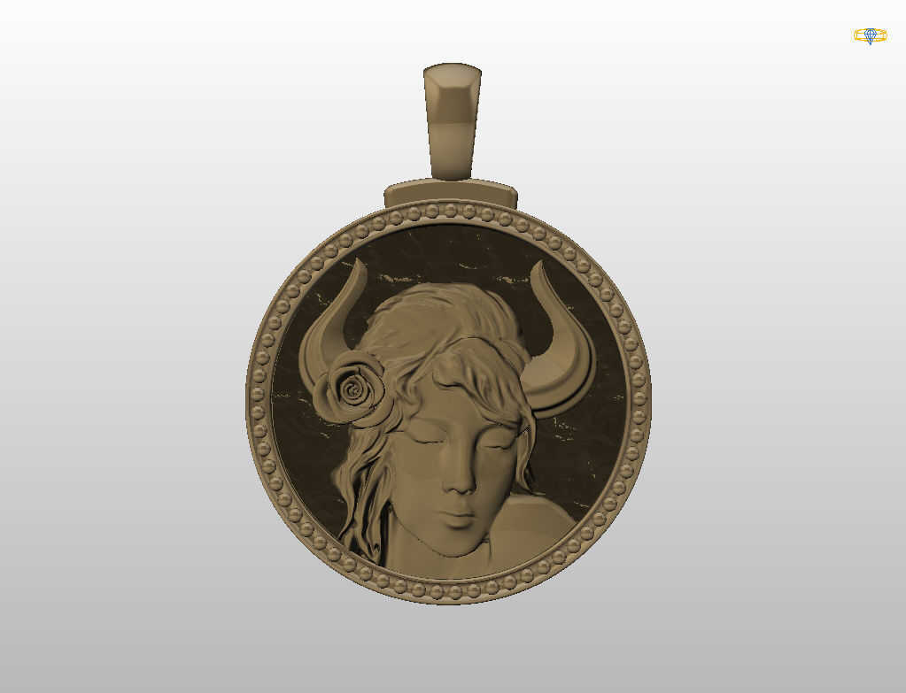 Horoscope Zodiac sign Taurus pendant 3D print model_6