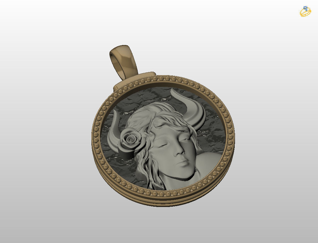 Horoscope Zodiac sign Taurus pendant 3D print model_25
