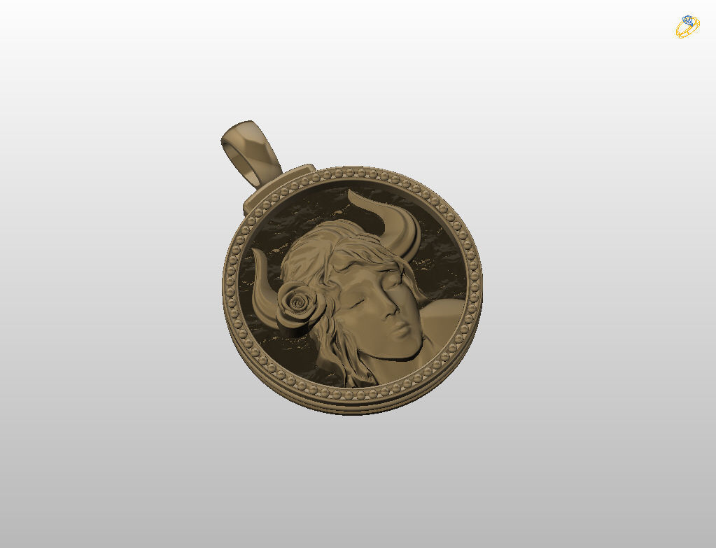 Horoscope Zodiac sign Taurus pendant 3D print model_37