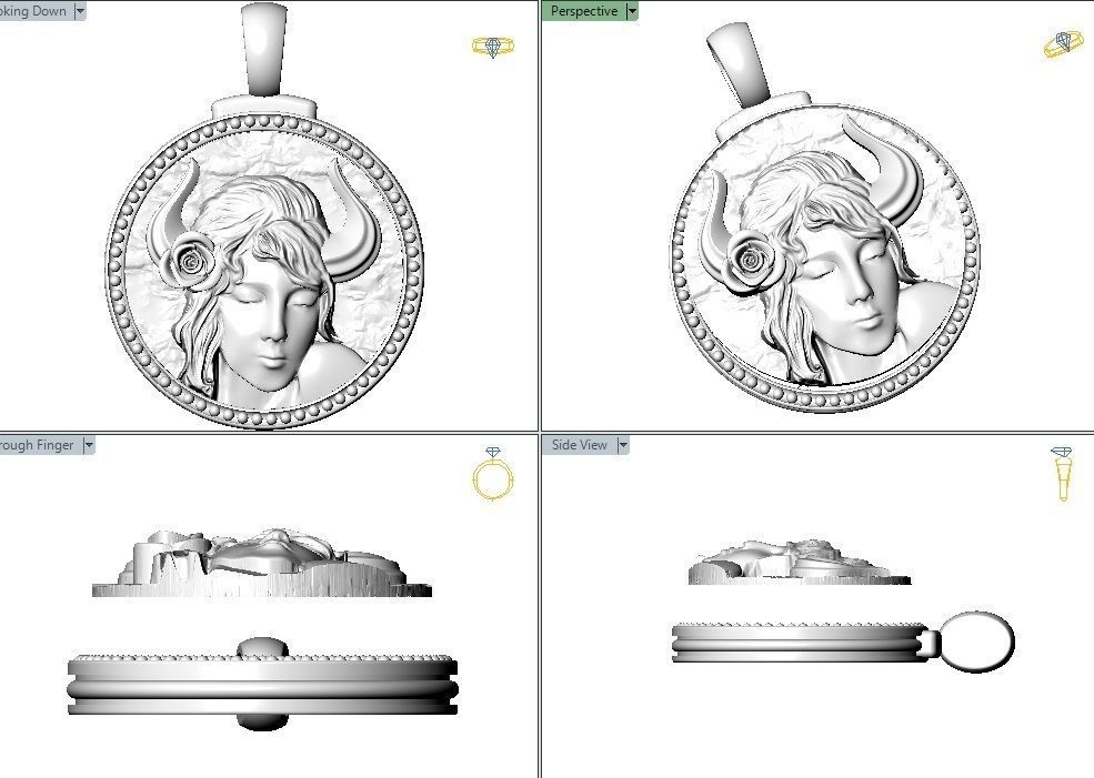 Horoscope Zodiac sign Taurus pendant 3D print model_5