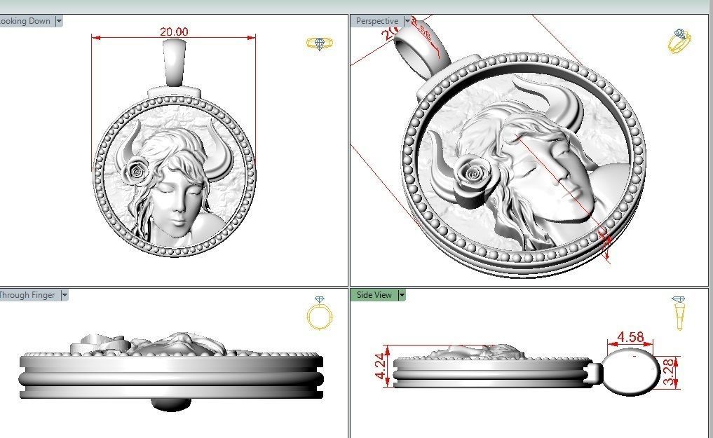 Horoscope Zodiac sign Taurus pendant 3D print model_4