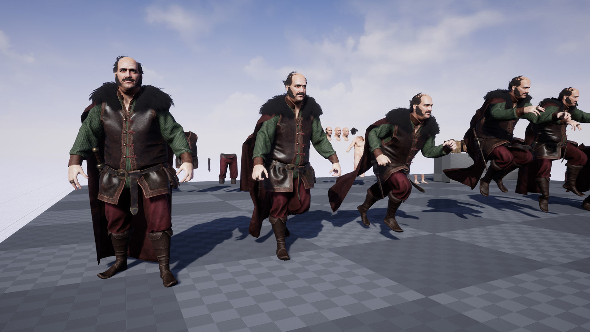 Merchant man holding suitcase Low-poly 3D model_23