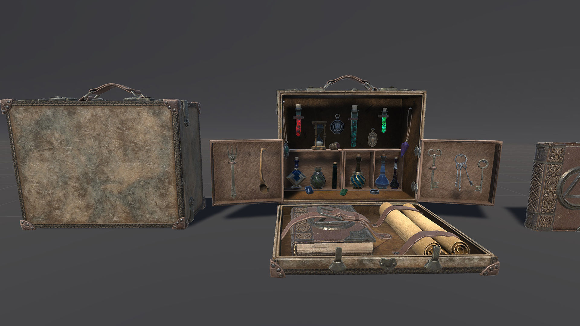 Merchant man holding suitcase Low-poly 3D model_27