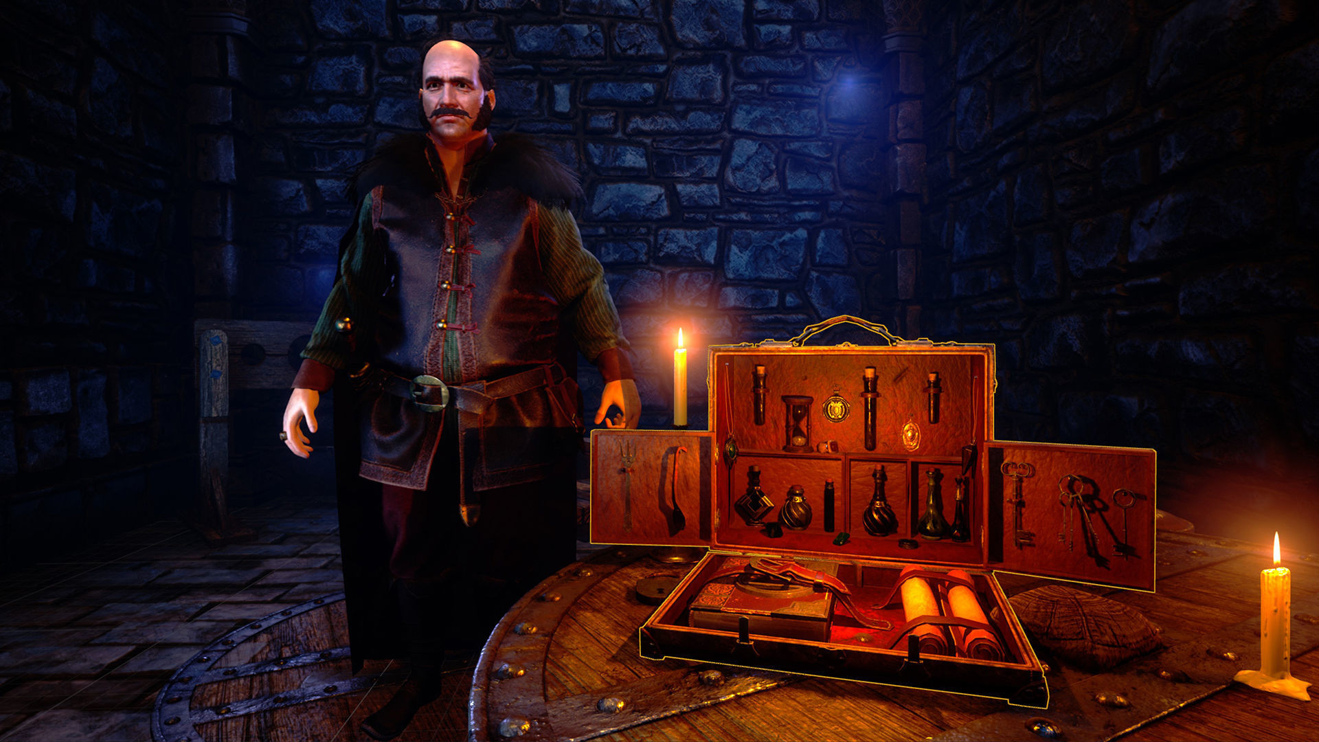 Merchant man holding suitcase Low-poly 3D model_43