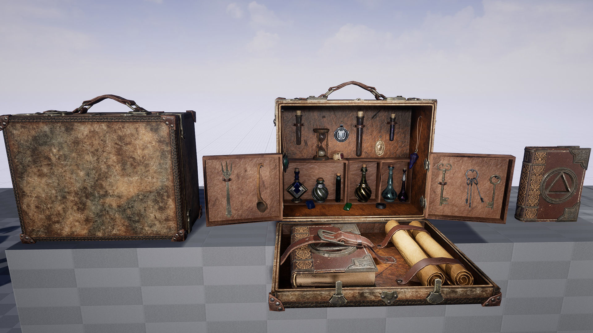 Merchant man holding suitcase Low-poly 3D model_19