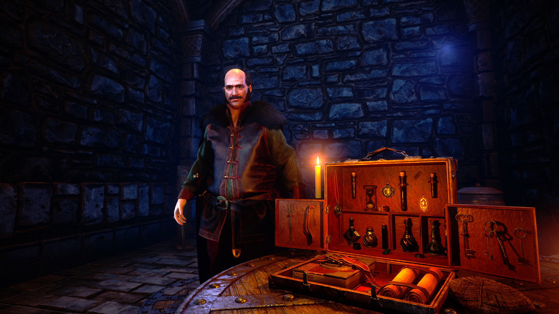 Merchant man holding suitcase Low-poly 3D model_42