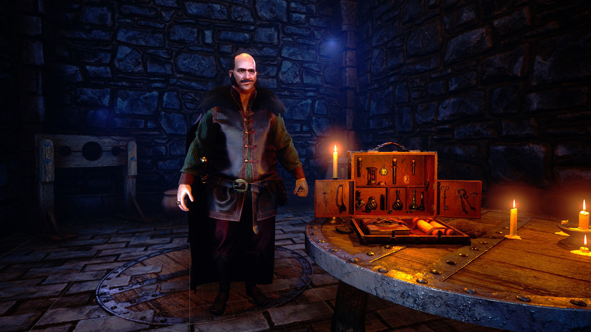 Merchant man holding suitcase Low-poly 3D model_37