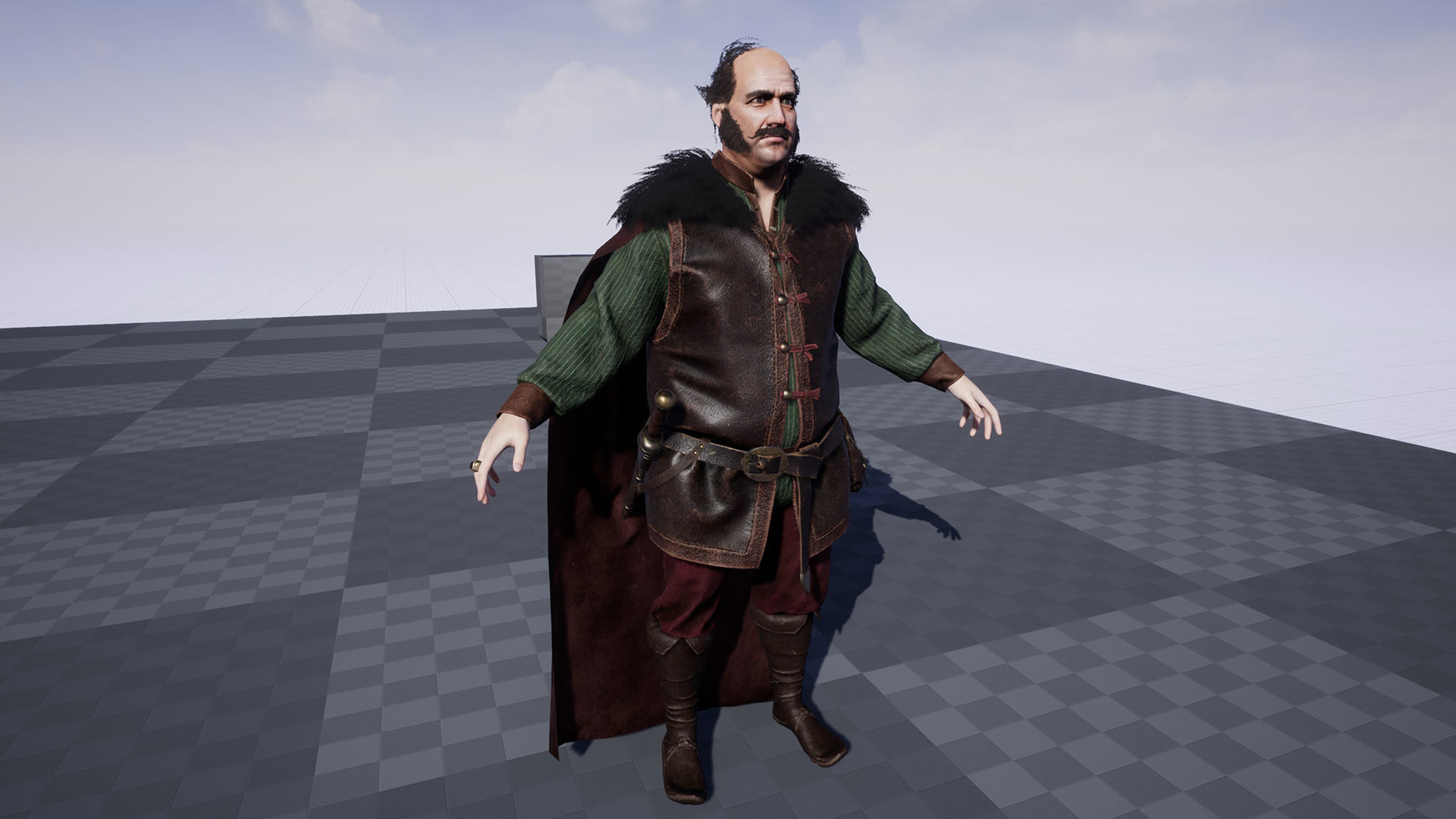 Merchant man holding suitcase Low-poly 3D model_15