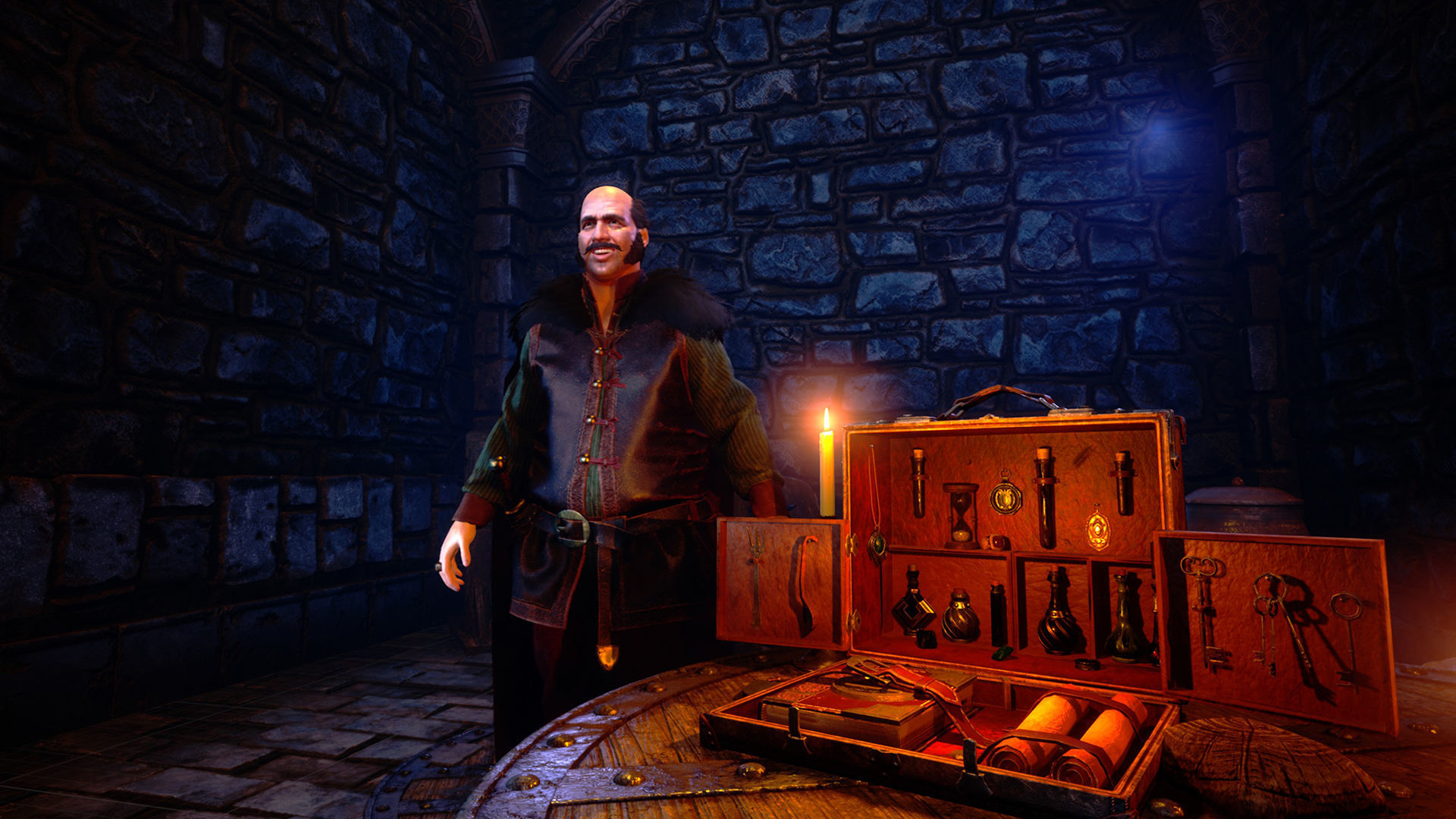 Merchant man holding suitcase Low-poly 3D model_38