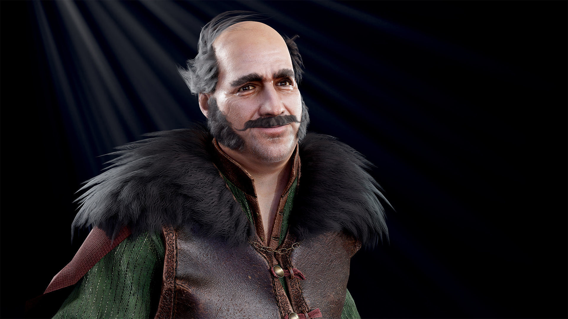 Merchant man holding suitcase Low-poly 3D model_12