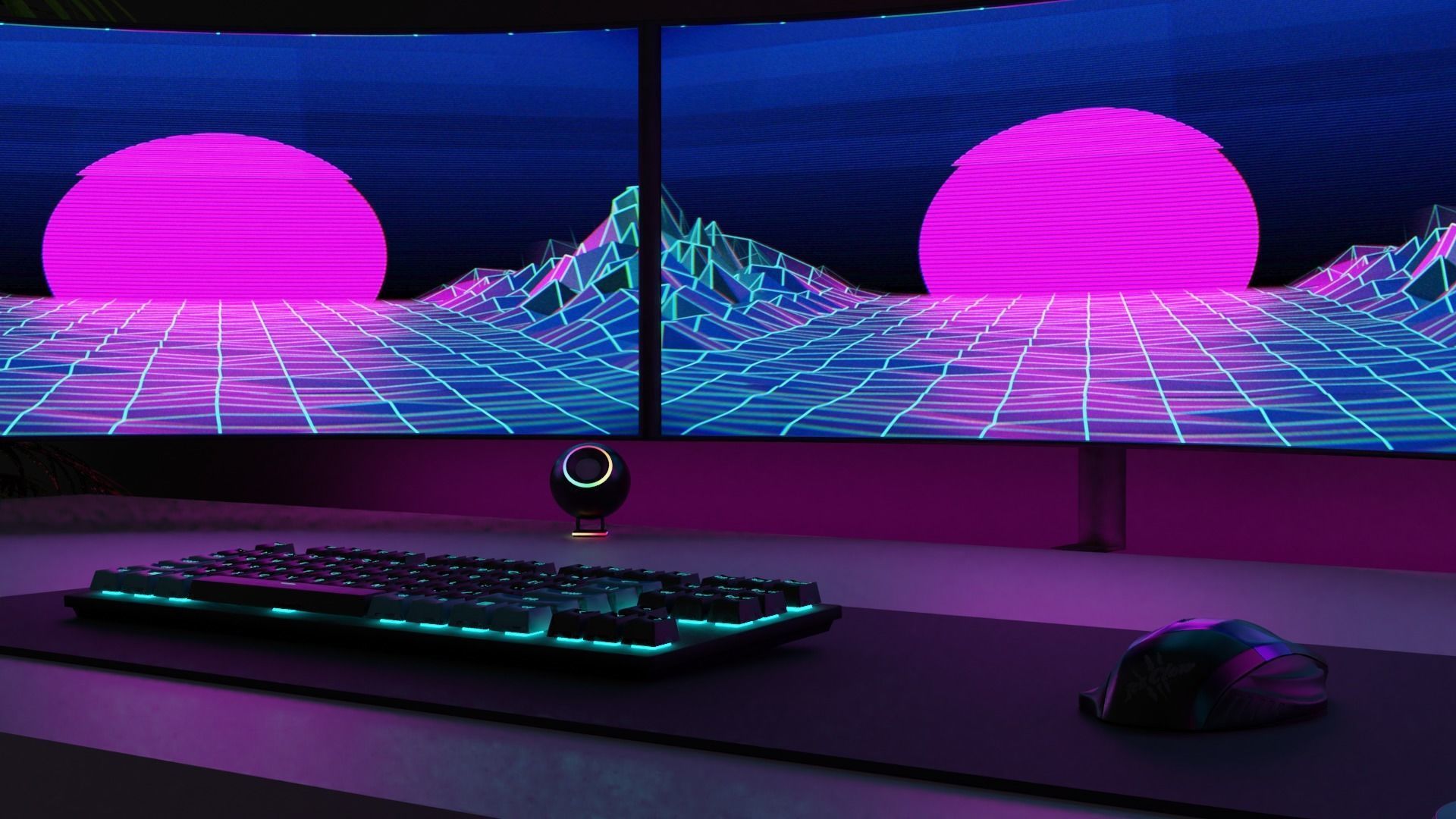 gaming room setup 3D model_6