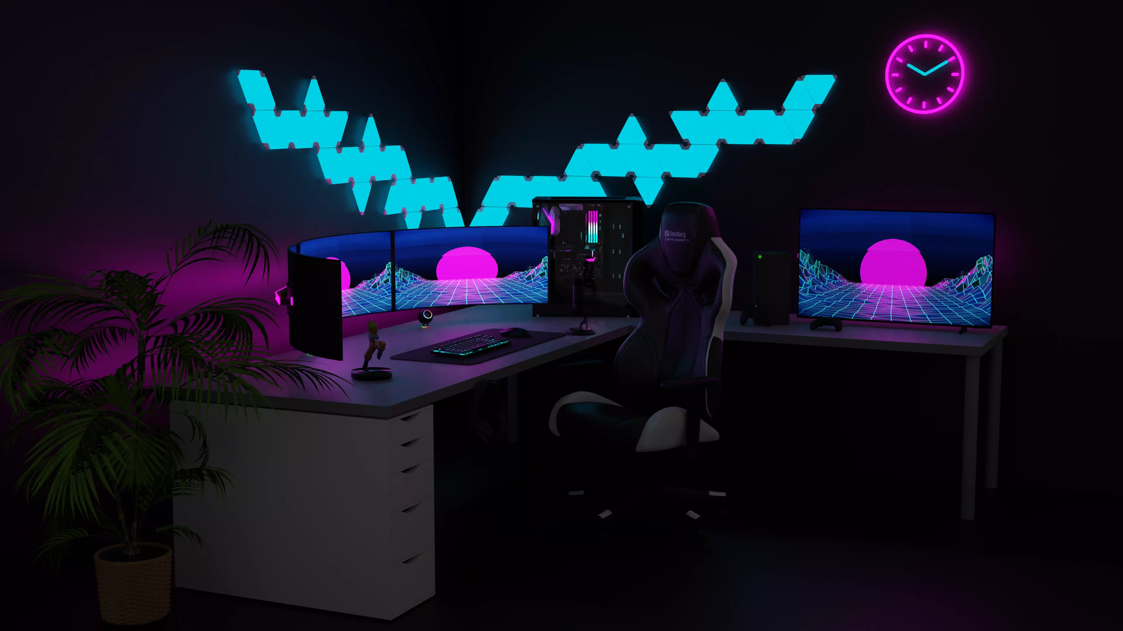 gaming room setup 3D model_0